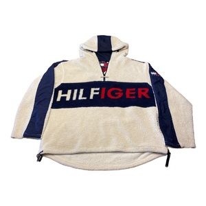 Vintage Tommy Hilfiger Sherpa Quarter Zip Pullover Sweater. Very Rare!